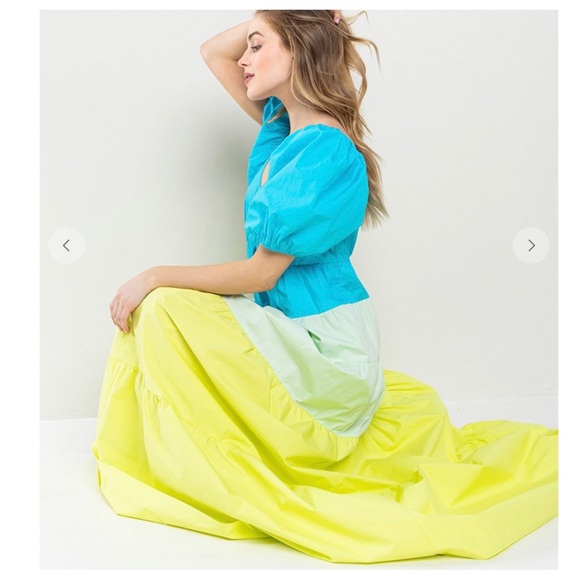 ShopEvelynne Blue, Mint & Lime Tiered Maxi Dress - Picture 3 of 7